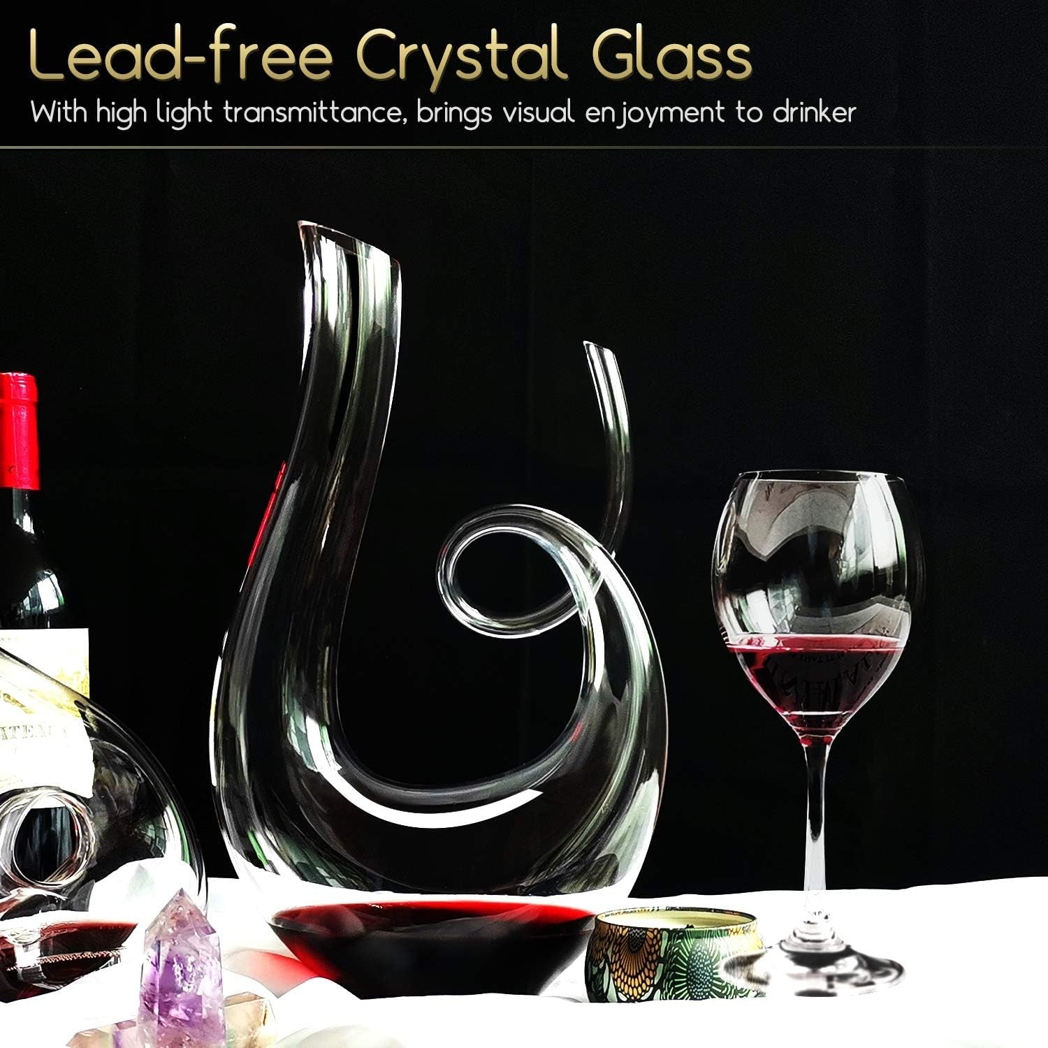 1.2L Swan Wine Decanter Hand-Blown Crystal Aerator Carafe for 750ml Red Wine