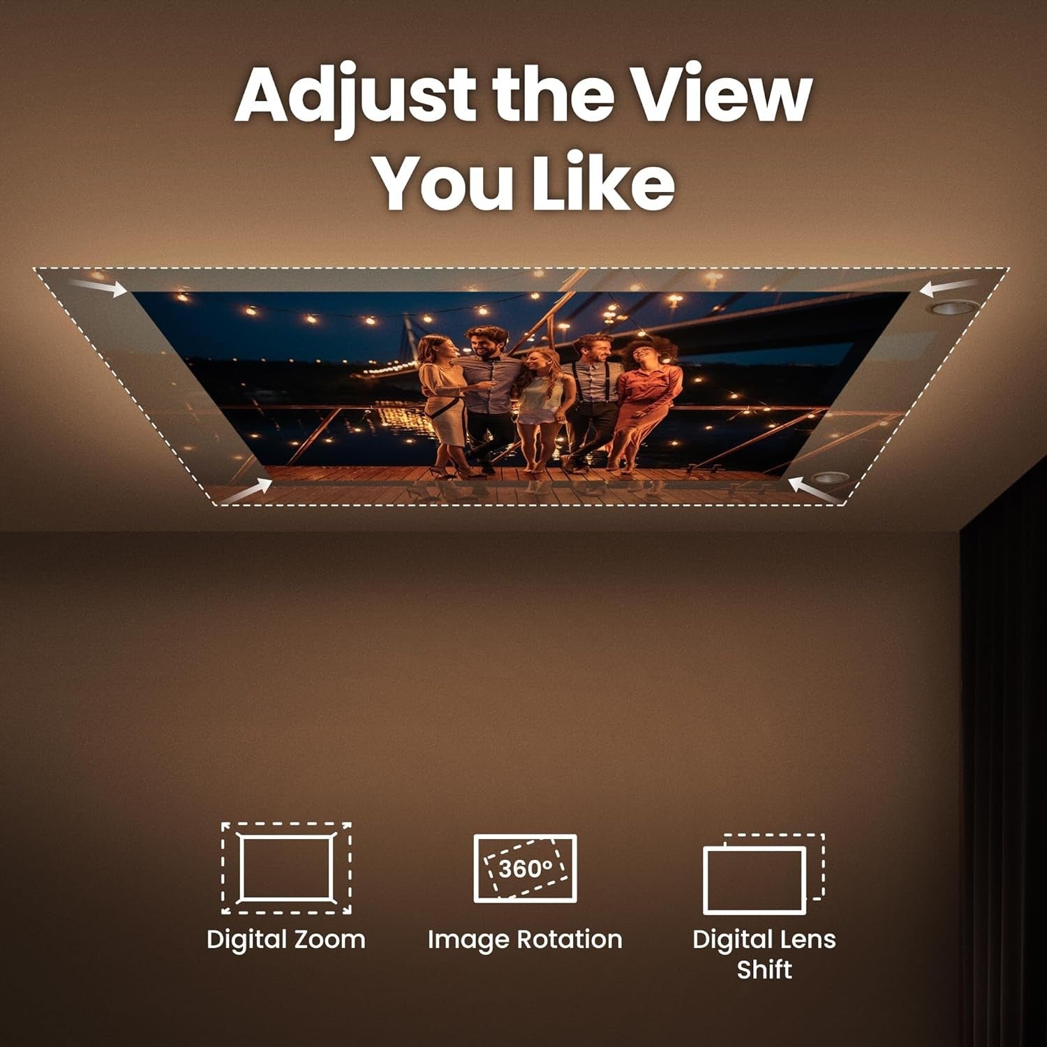 1080P Laser Portable Projector 500 ANSI Google TV Netflix Ceiling