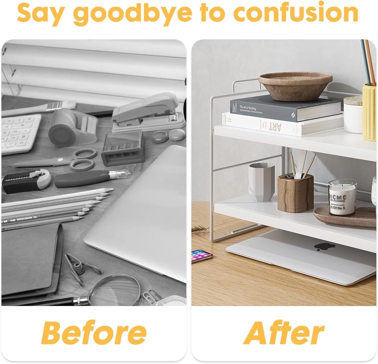 3-Tier Adjustable Desk Shelf Organiser – Desktop Storage Rack