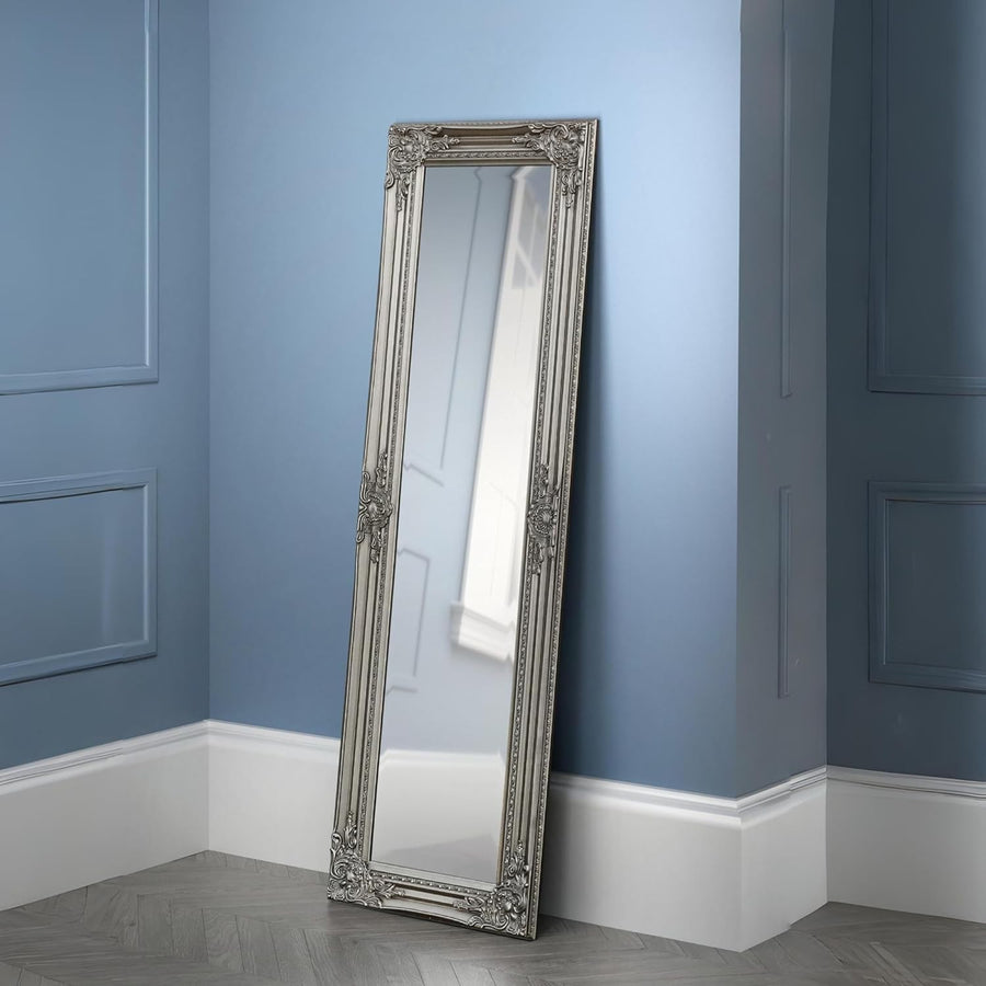 Full Length Grey Wall Mirror 130x40cm – Vintage Look for Hallway & Bedroom