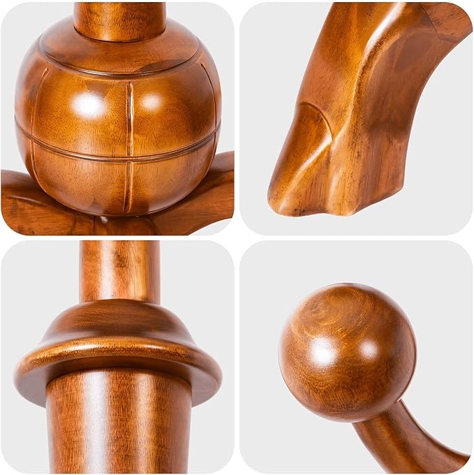 Solid Wood Coat Rack 180cm Tree Design Stand with 8 Hooks Light Brown