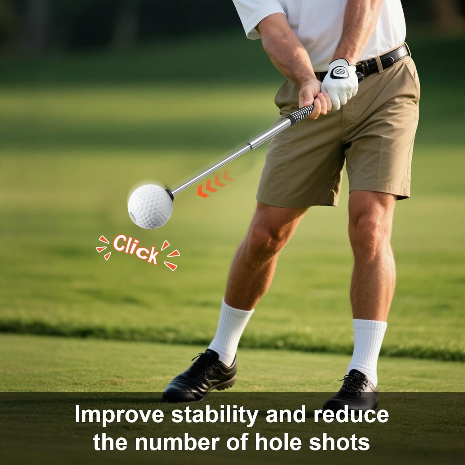 Retractable Golf Swing Trainer RH Click Stick Grip Aid