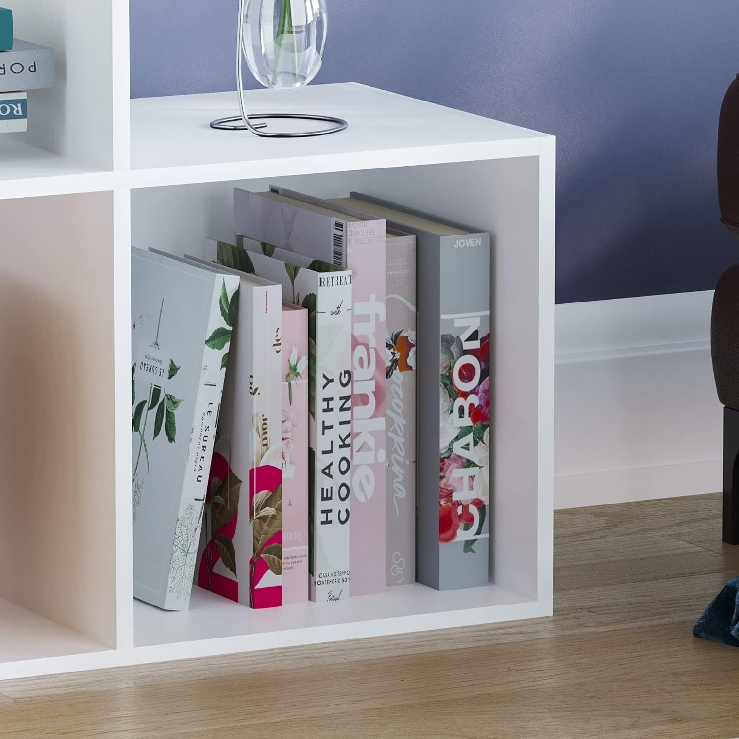 6 Cube White Staircase Storage Shelf Modern Space-Saving Organizer