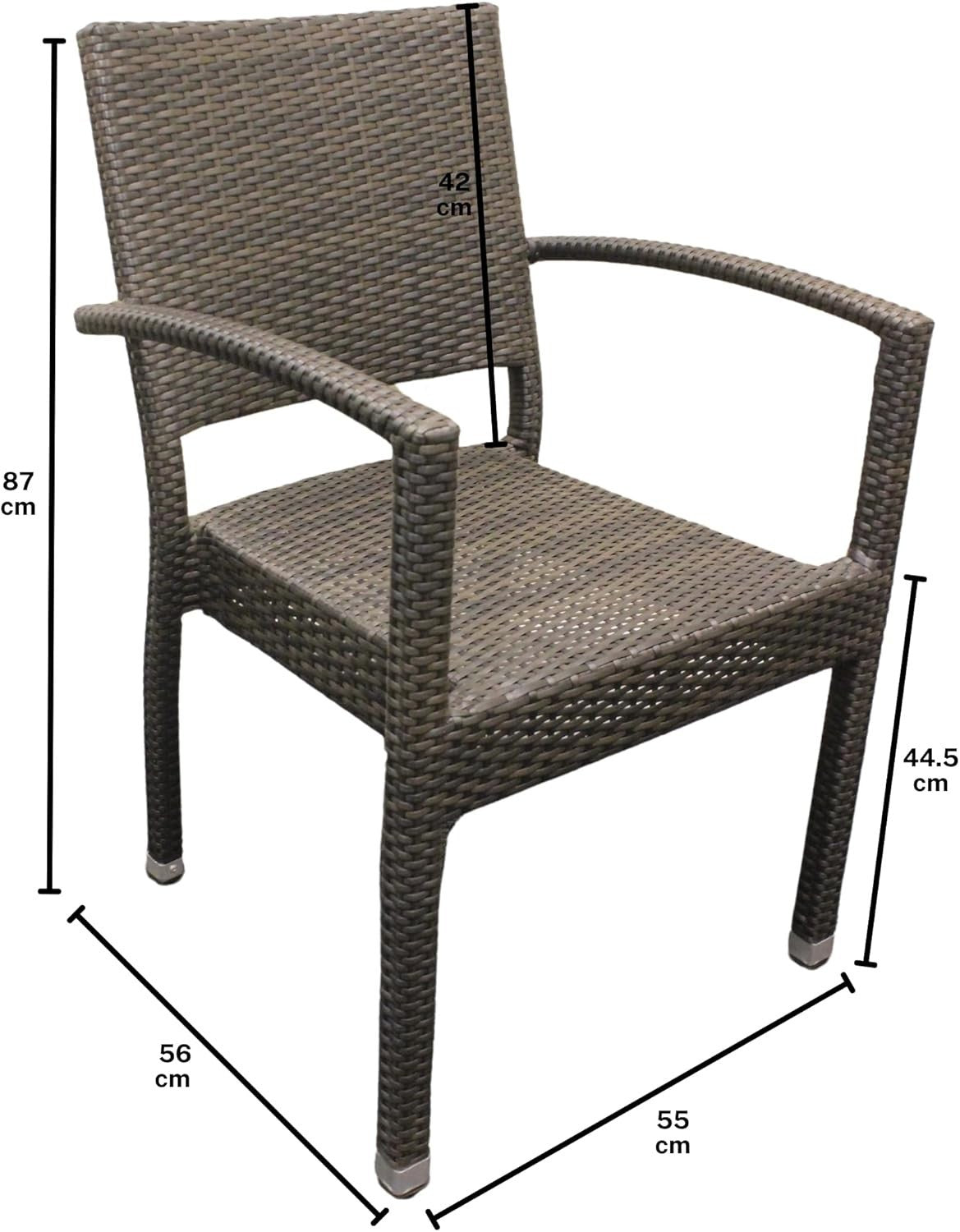 Set of 4 Rattan Dining Armchairs Stackable Outdoor Garden Patio Seating