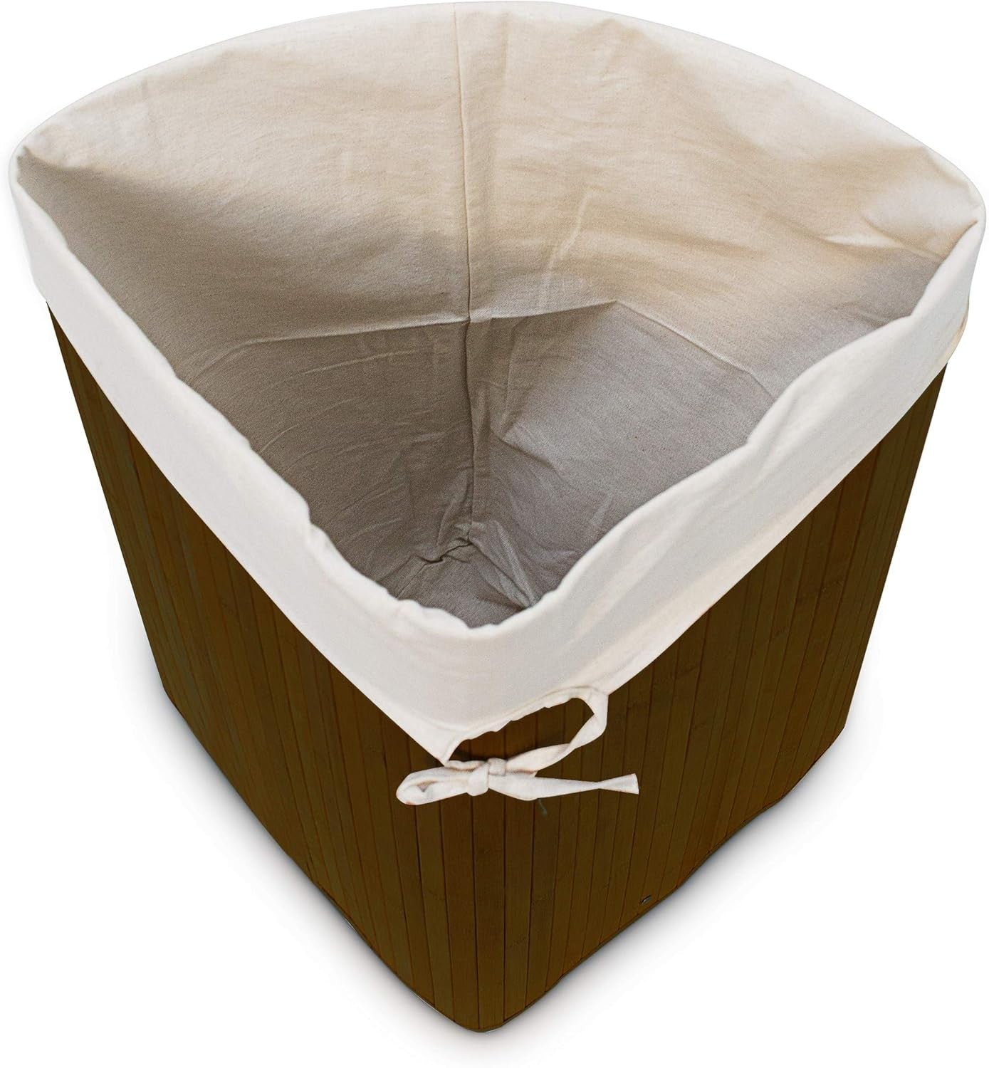 Corner Bamboo Laundry Basket with Lid 64L Foldable Hamper Brown 65x49x37cm