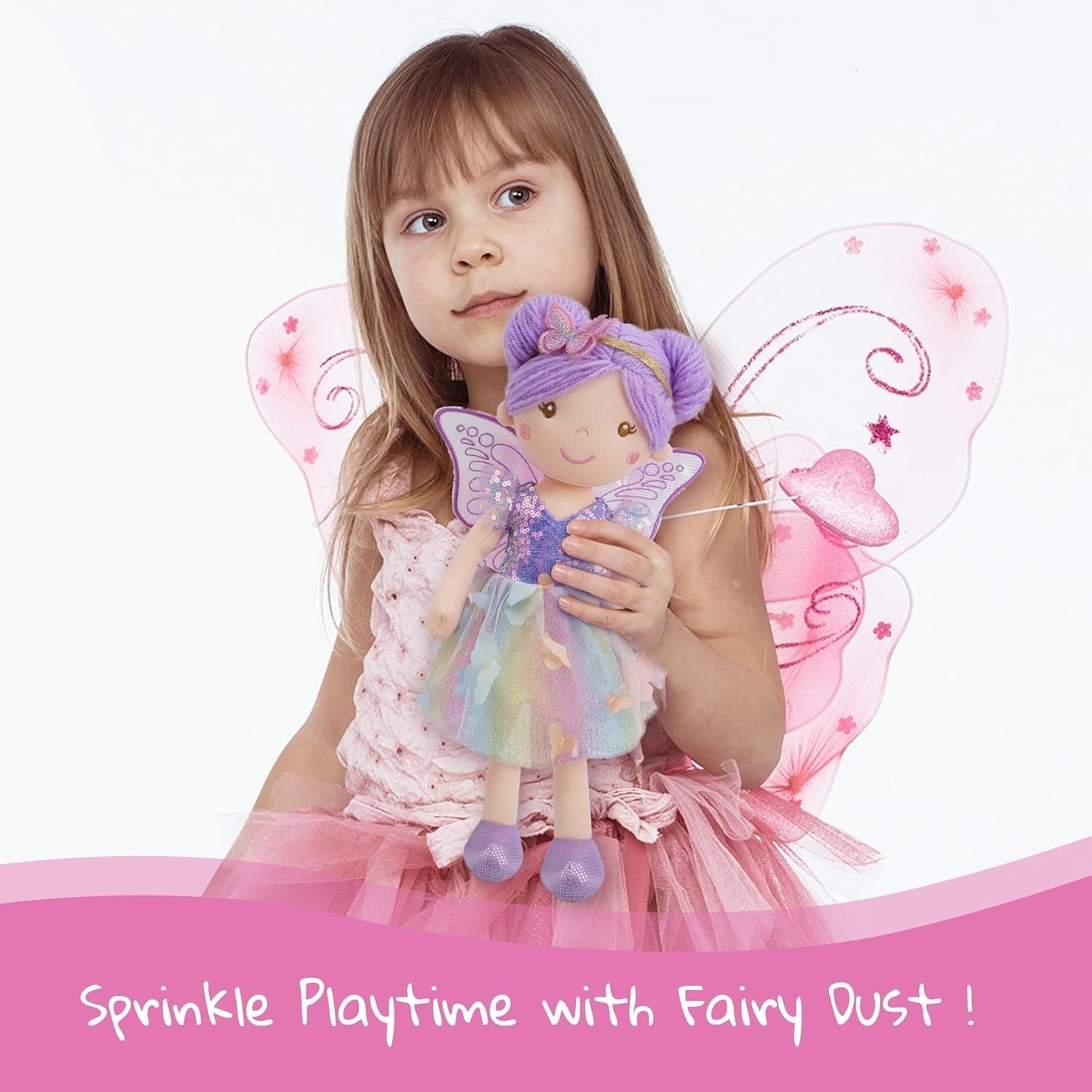 Rainbow Fairy Doll 38cm Plush Soft Toy Butterfly Skirt Wings Gift