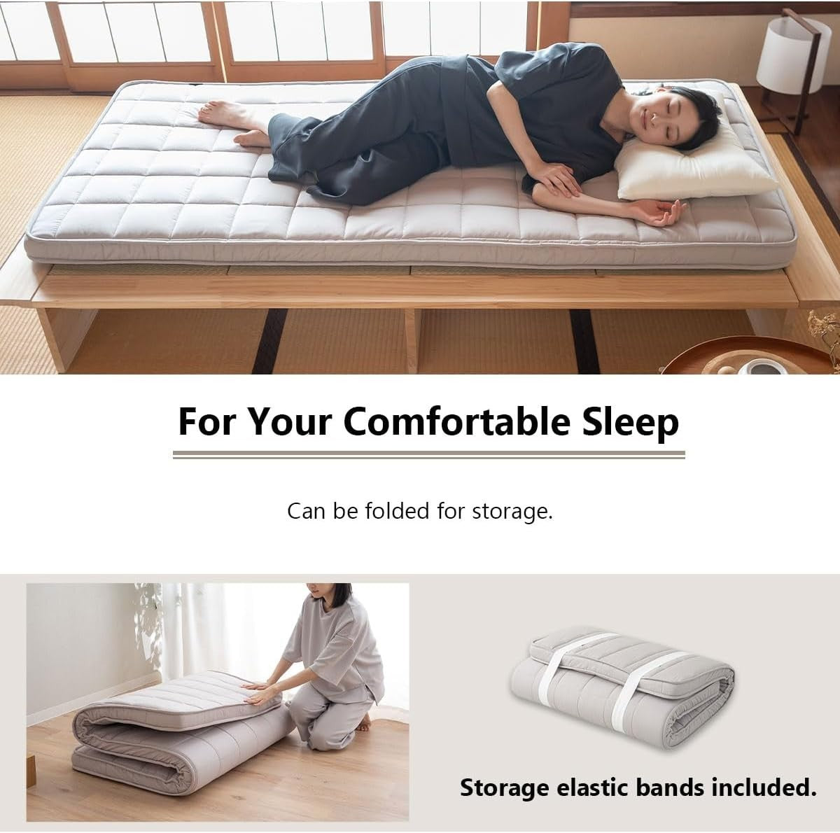 Premium Japanese Floor Mattress Futon - Foldable, Breathable, 3-Layer Comfort