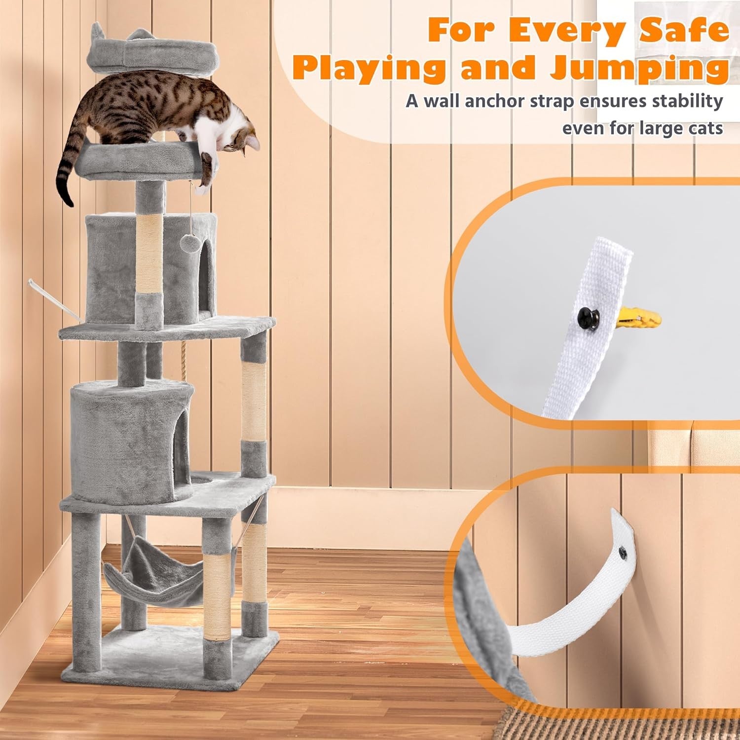 179cm Cat Tree Tower Multi Level Scratching Indoor Climber with Hammock