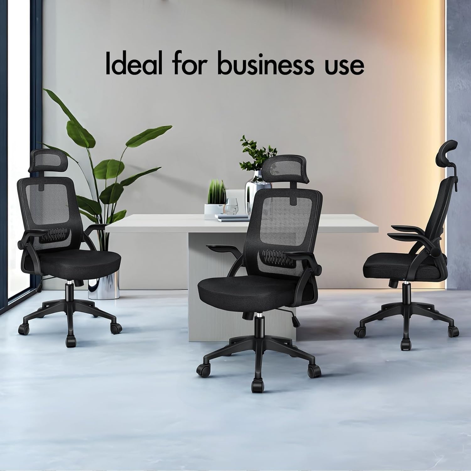 Ergonomic Mesh Office Chair Adjustable Desk Gaming Chair Flip-Up Arms Black 180k