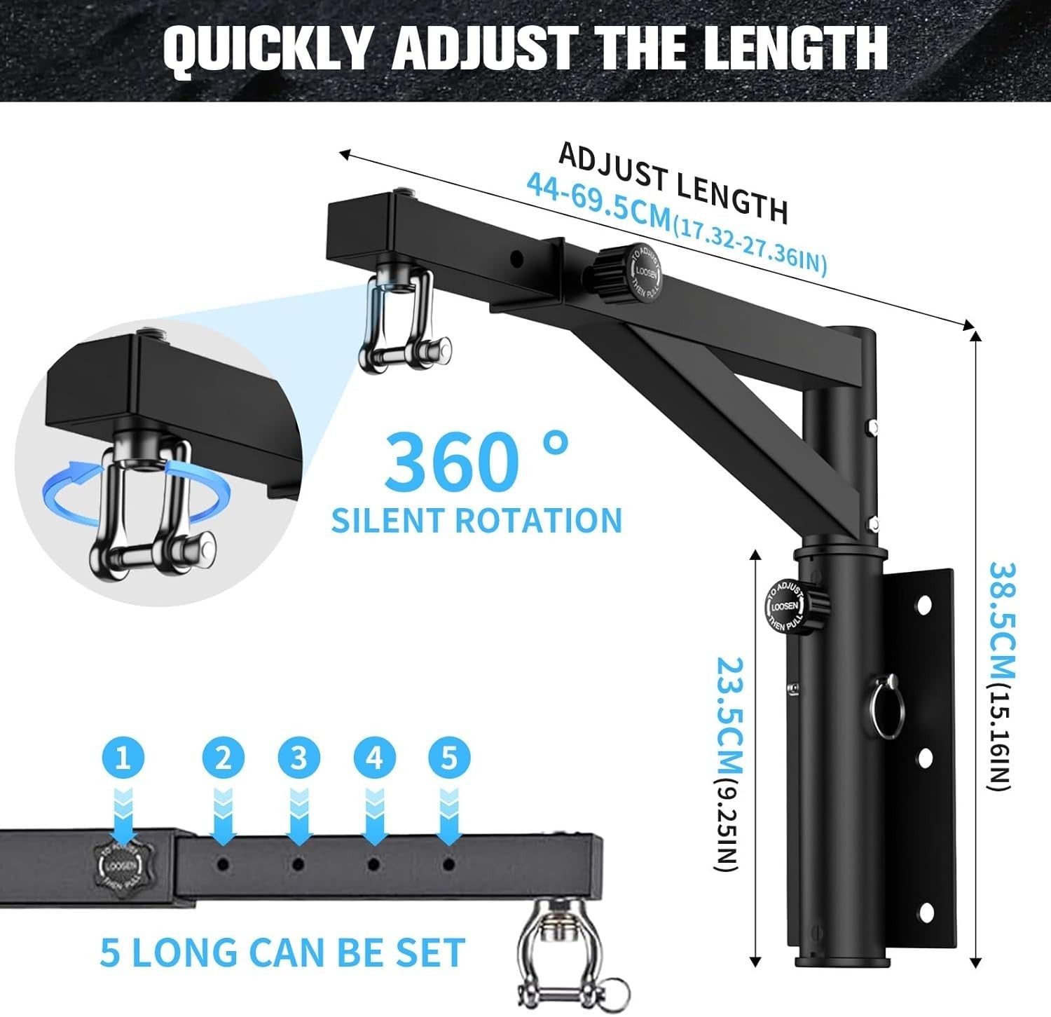 Adjustable Punch Bag Wall Bracket 360° Silent Heavy Duty Mount