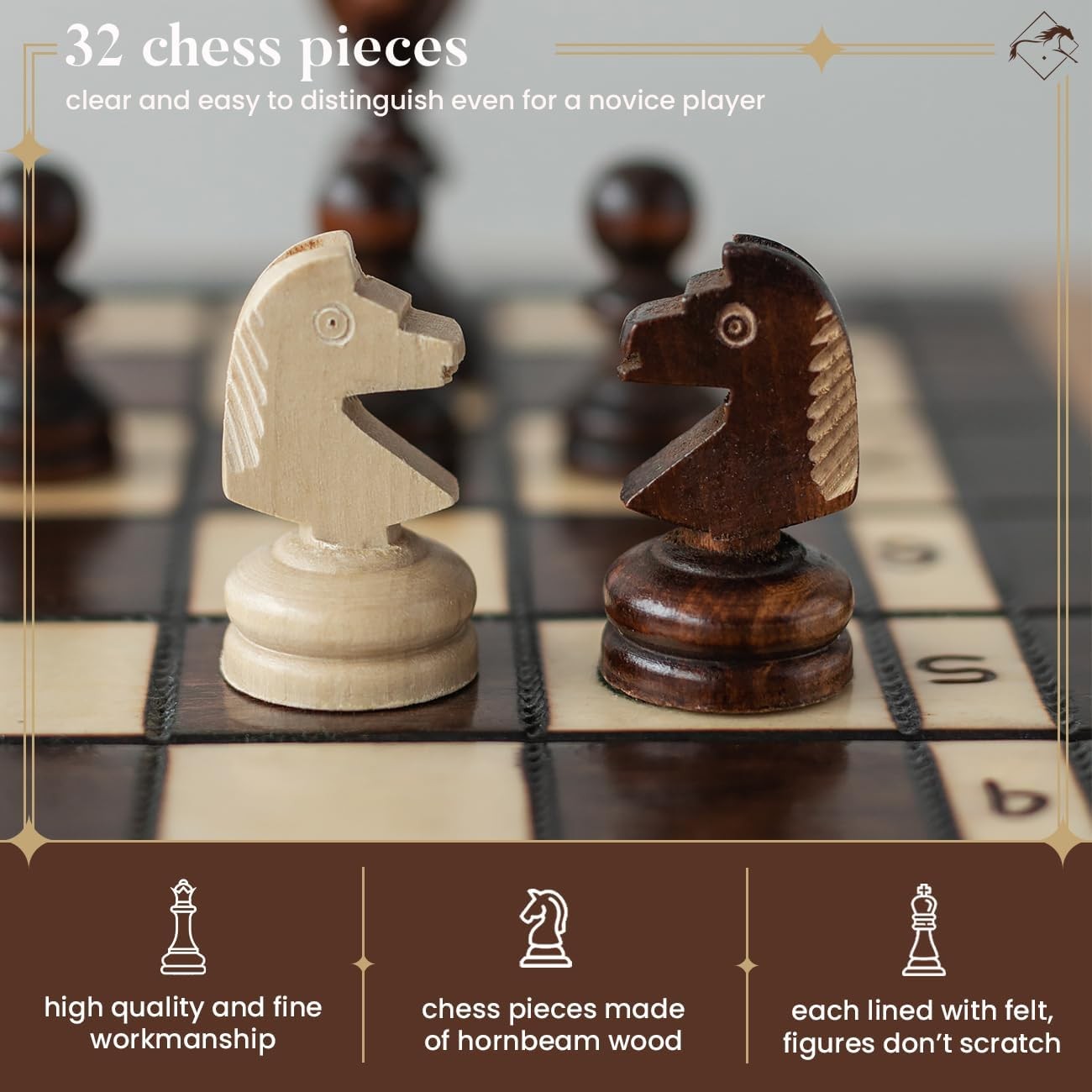 35cm Wooden Chess Set OLYMPIC | Handcrafted Board & Pieces | Portable Luxury