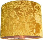 Ochre Mustard Crushed Velvet Drum Lampshade 20cm Copper Inner