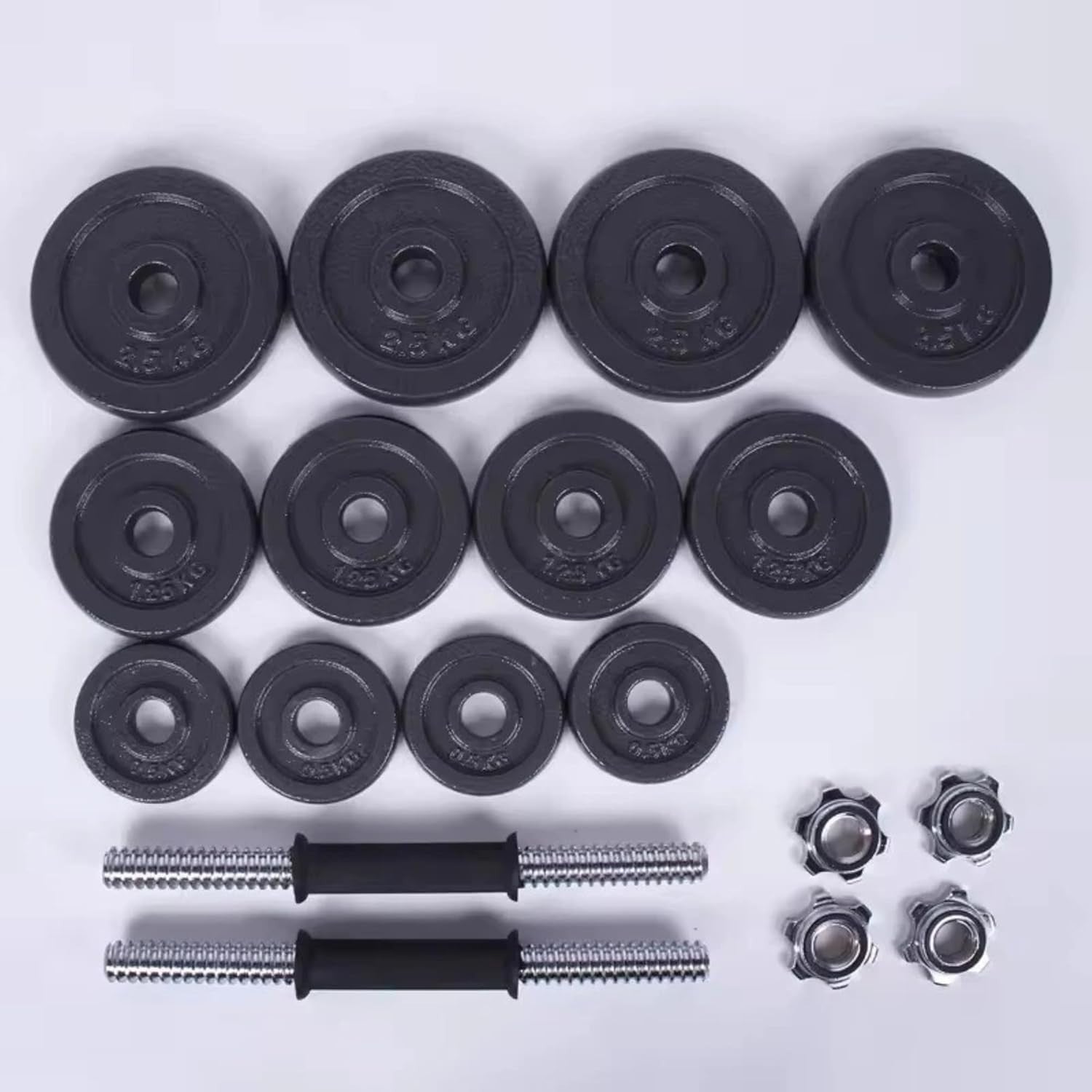Adjustable Dumbbell & Barbell Set 20KG Cast Iron Weights Spinlock Home Gym