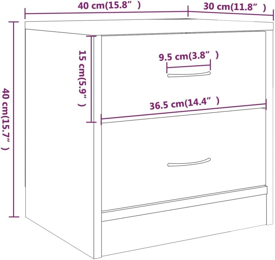 Set of 2 Grey Bedside Tables | 2 Drawer Nightstands Modern Wood Cabinets