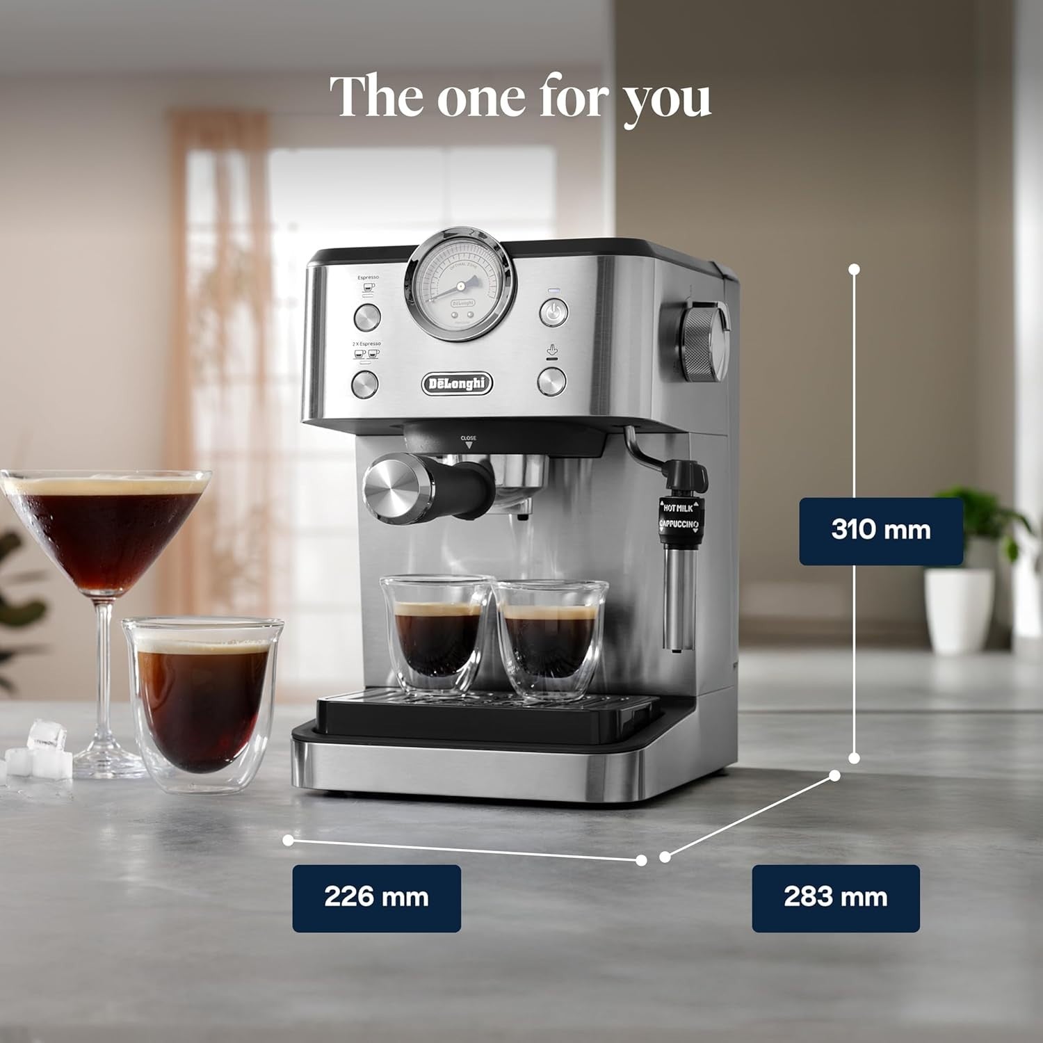 Premium Espresso Coffee Maker | 15 Bar Pressure | Steam Wand & Milk Frother