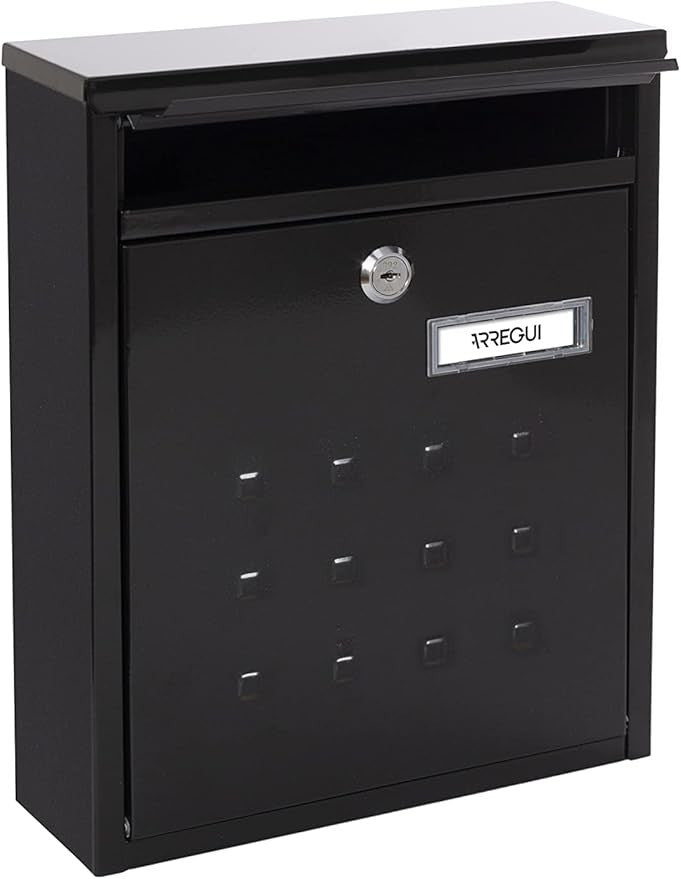 Wall Mounted Outdoor Mailbox DIN A4 Size Lockable Steel Post Box Weatherproof