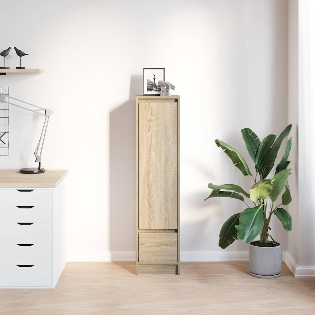 Modern Sonoma Oak Storage Cabinet with Spacious Drawer & Moisture Resistance