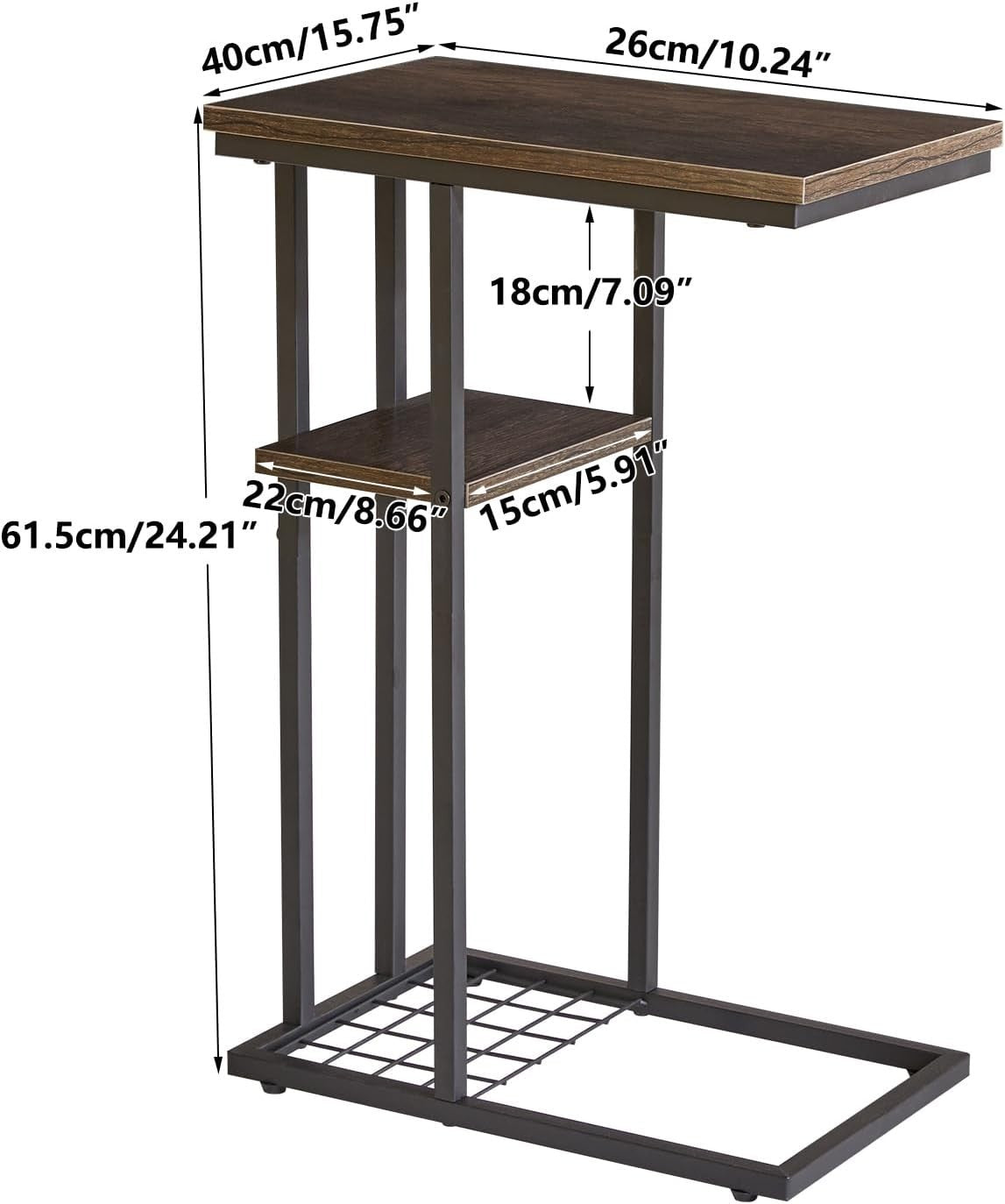 C-Shaped Side Table with Marble Top – Compact, Sturdy, Easy Access Desk