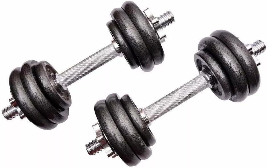 10kg Adjustable Cast Iron Dumbbell Set Spinlock Bars Home Gym Weights