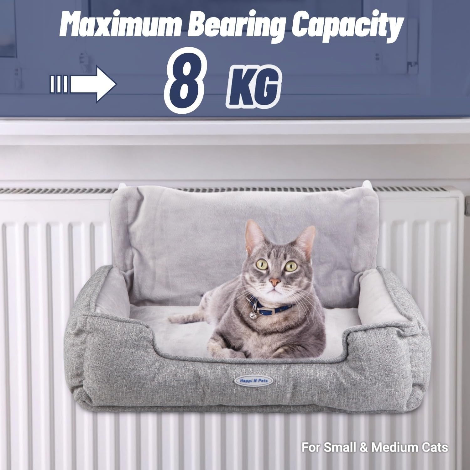 Cat Radiator Bed Heater Hammock Window Perch Washable Cover Grey