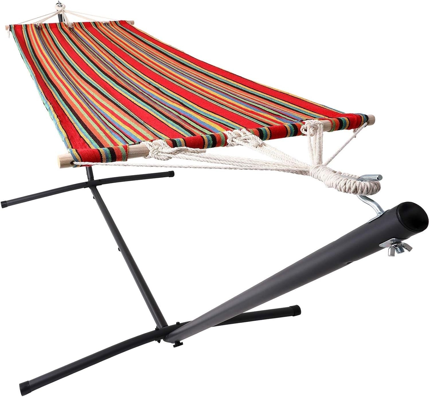 Red Hammock with Metal Stand | 100kg Capacity | 200x80cm Outdoor Swing Seat