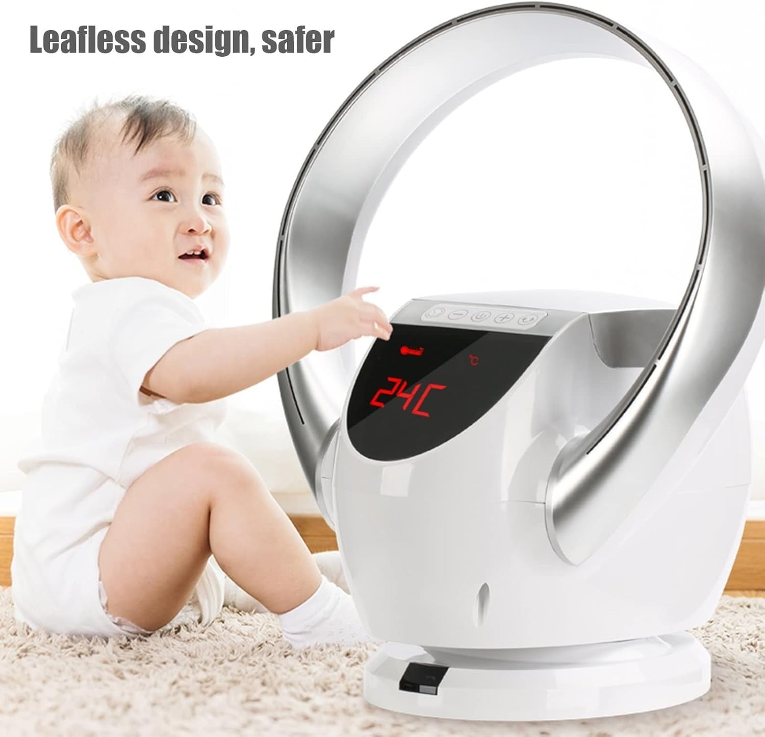 Gold Bladeless Wall & Floor Fan – 8-Speed Silent Remote Cooling Air Circulator