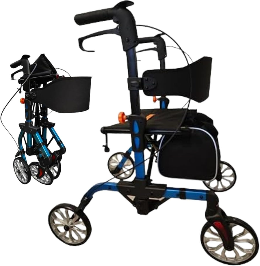 Lightweight 4 Wheel Rollator Walker with Seat Folding Adjustable Mobility Aid