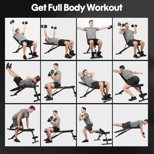 Adjustable Foldable Weight Bench Incline Decline 300kg Home Gym Full Body