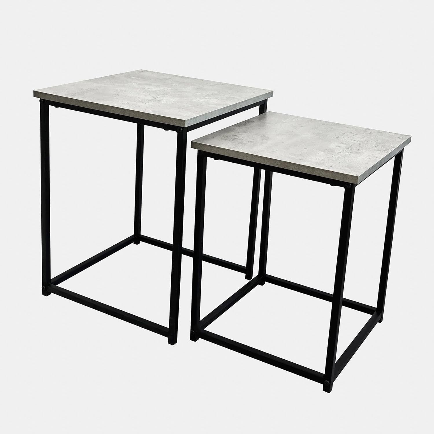 Nest of 2 Coffee Tables Wood Metal Grey Modern Side End Living Room Furniture