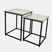 Nest of 2 Coffee Tables Wood Metal Grey Modern Side End Living Room Furniture