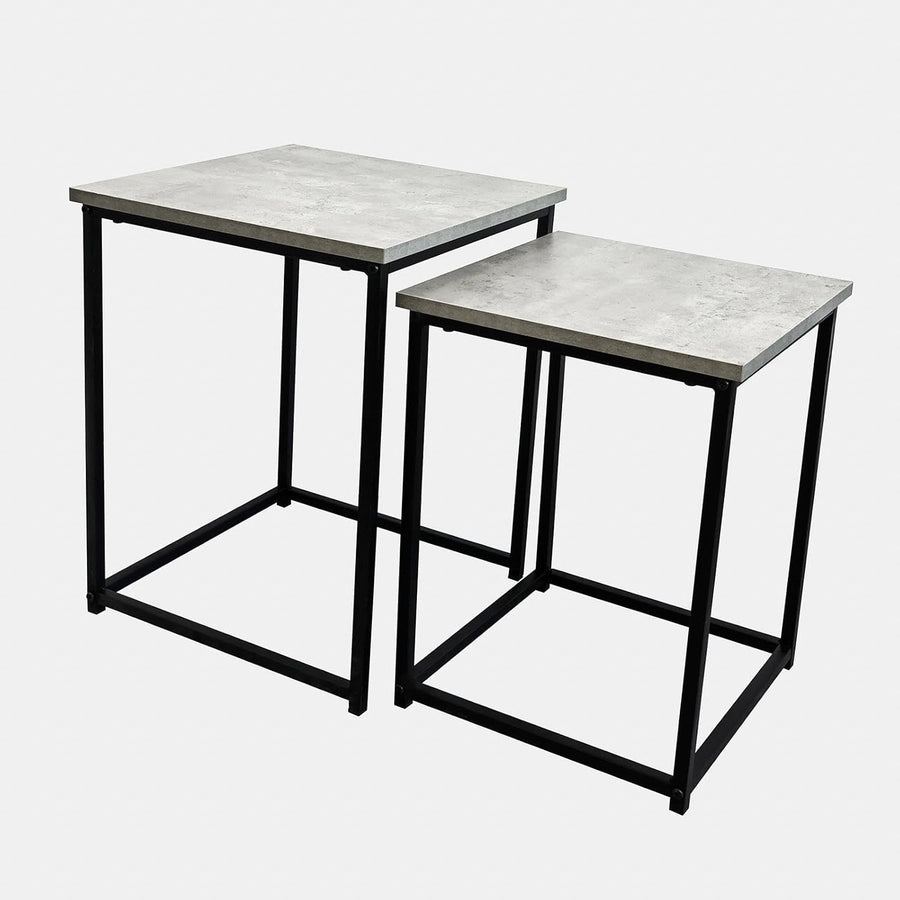 Nest of 2 Coffee Tables Wood Metal Grey Modern Side End Living Room Furniture