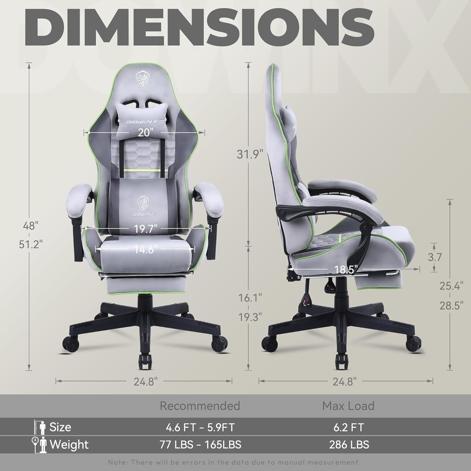 Ergonomic Gaming Chair with Footrest Massage 150kg Grey Green