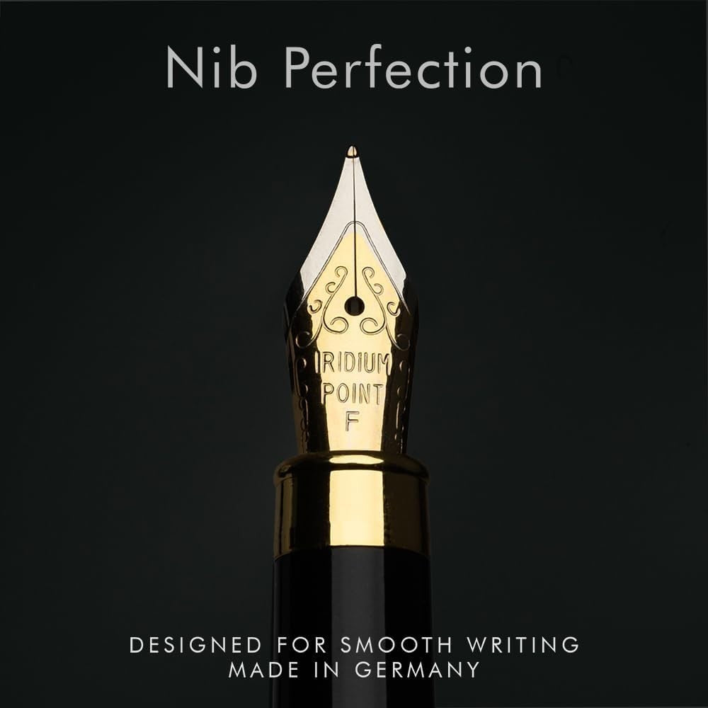 Luxury Bamboo Fountain Pen Black Wood – Fine Nib, Gift Case, Smooth Writing