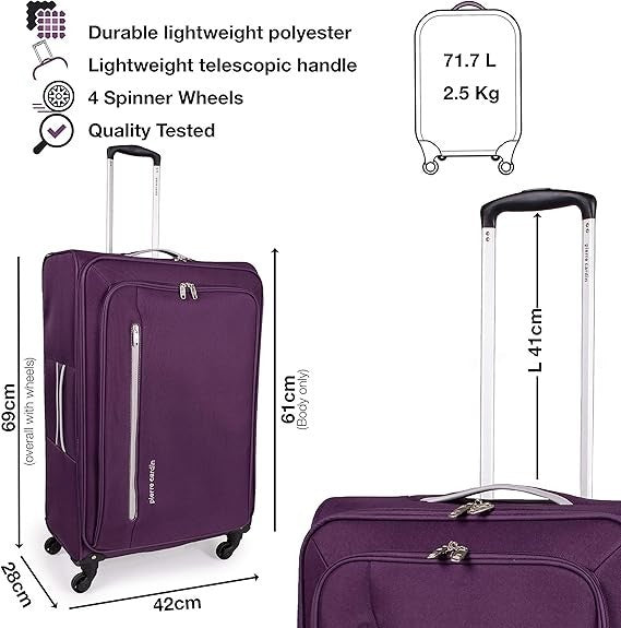 Lightweight Check In Soft Suitcase 4 Wheel Spinner 26 Inch Travel Case