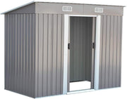 8x4FT Metal Garden Shed Lockable Tool Storage House Grey