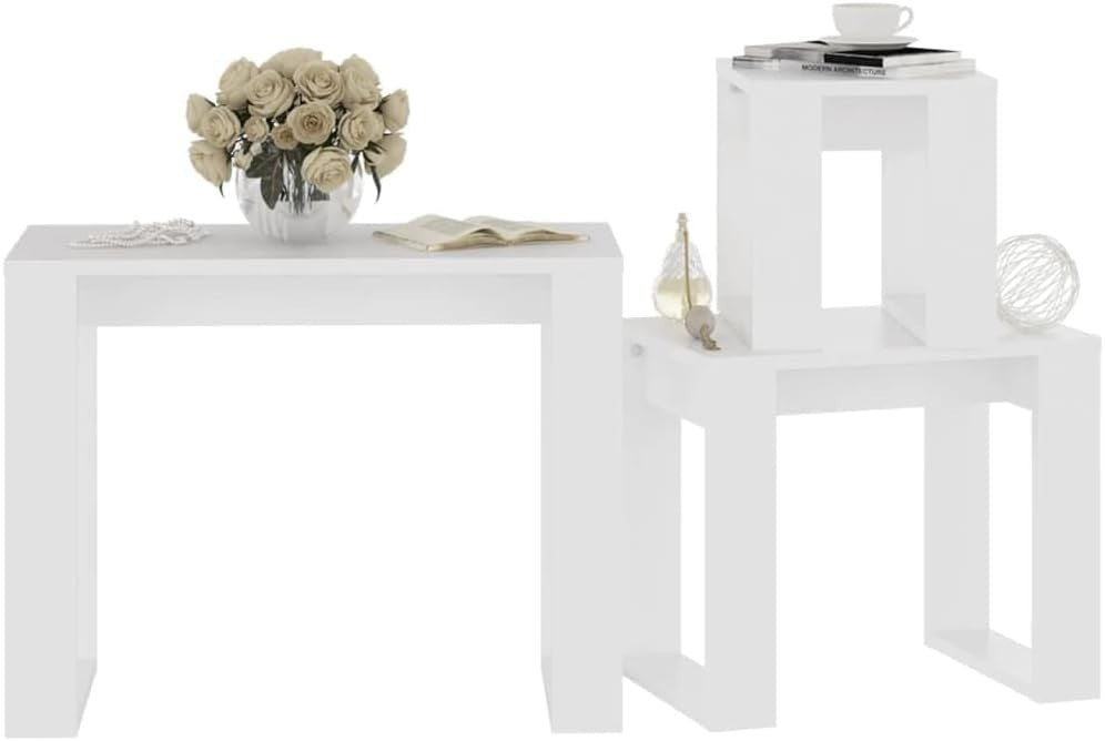 Space Saving Coffee Table White Modern Rectangular Engineered Wood 11.9kg