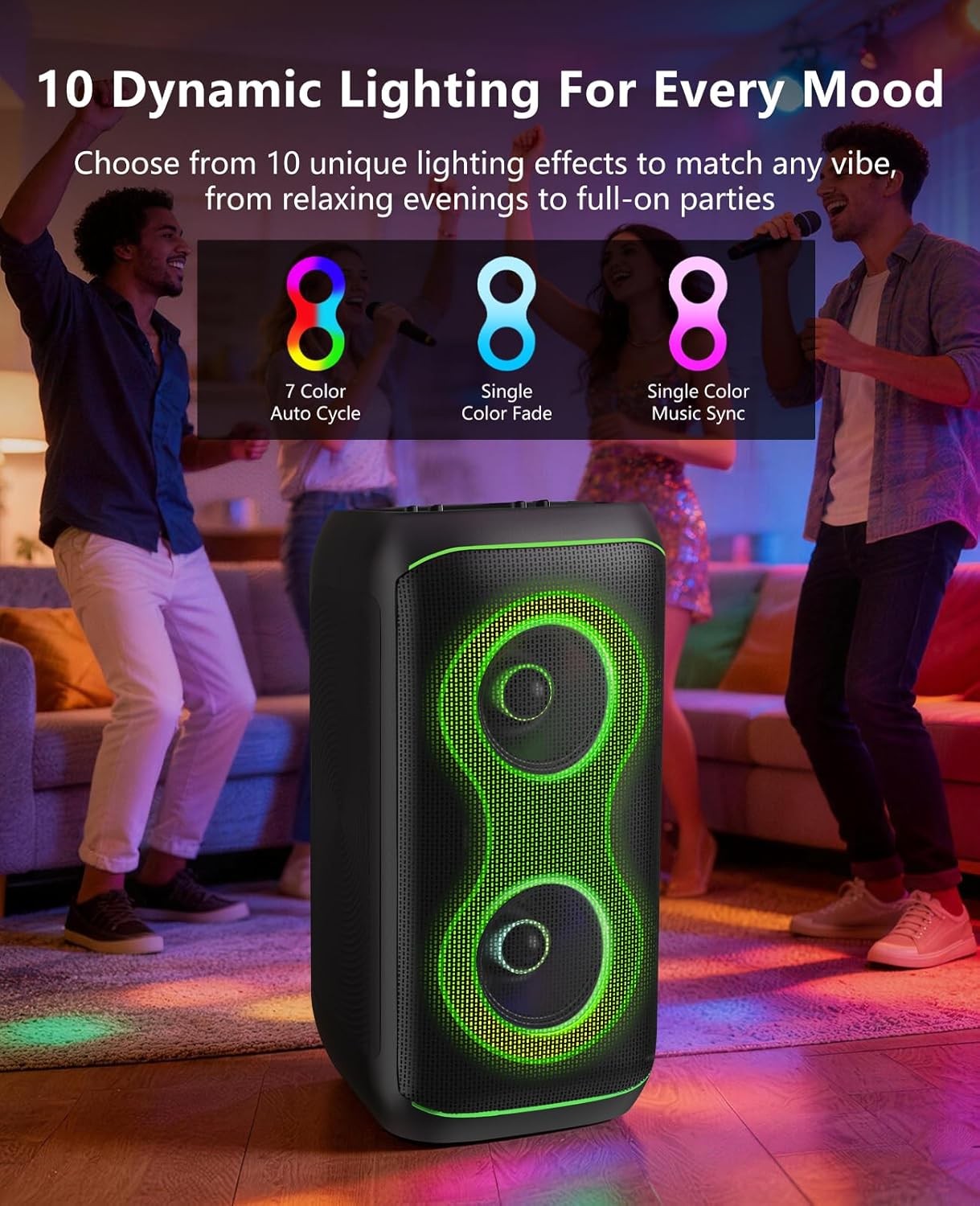 GKD61 Karaoke Machine Bluetooth 2 Wireless Mics 400W Party Speaker