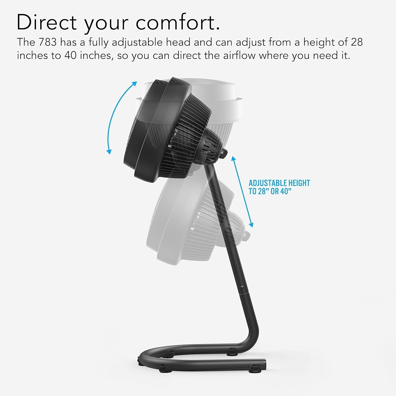 Black Floor Fan – 12" Adjustable Height Air Circulator w/ 3-Speed Powerful Flow