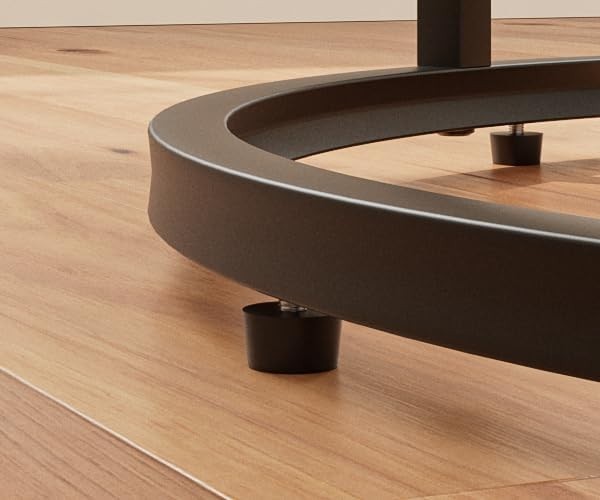 2-Piece Nesting Round Coffee Table Set with Oak Top & Black Metal Frame