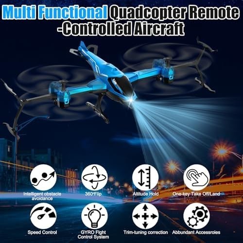 HD Camera RC Helicopter Drone with Obstacle Avoidance & 360° Flips for Kids