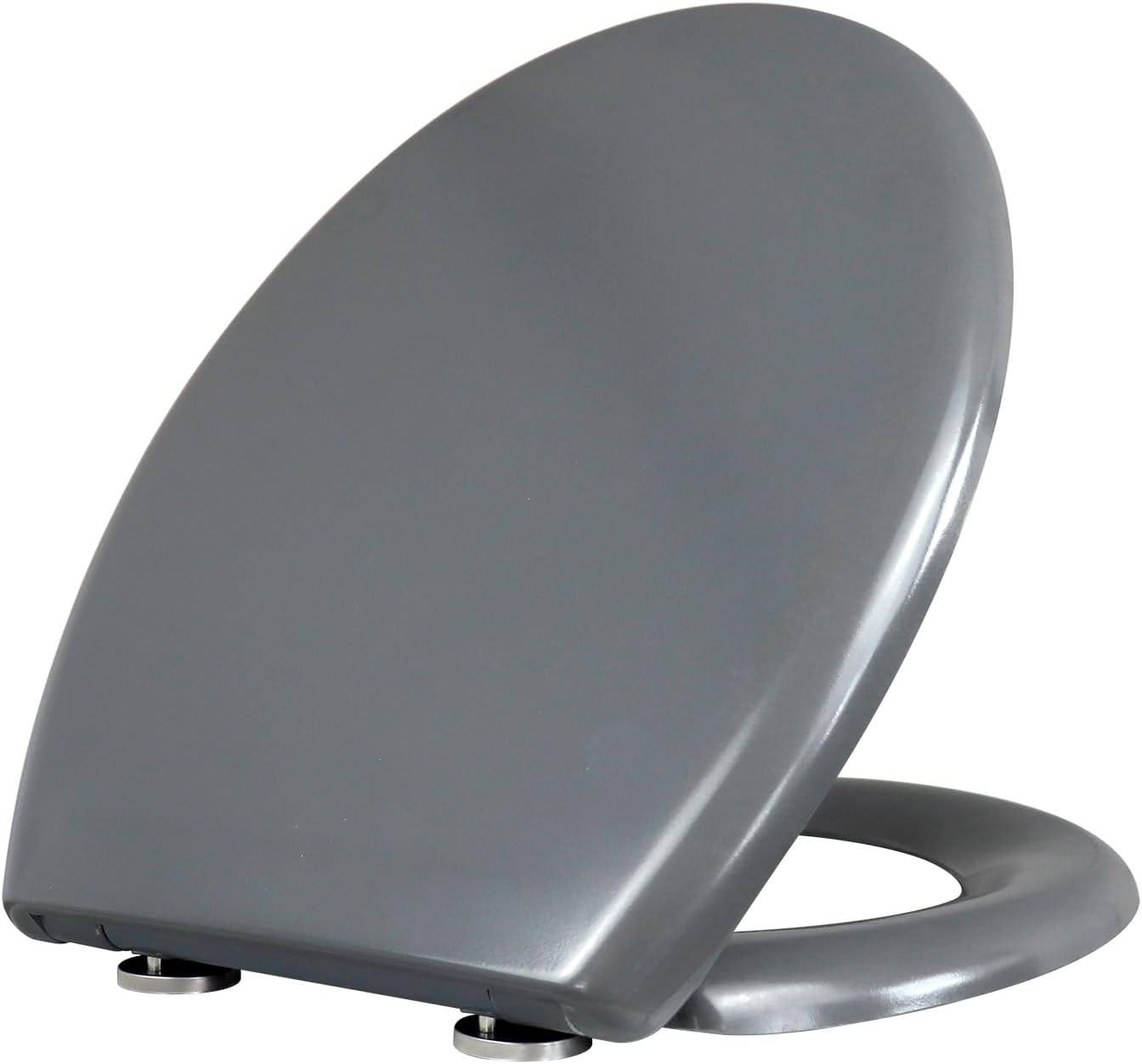 Grey Duroplast Toilet Seat Soft Close Quick Release Top Fix 45x37cm