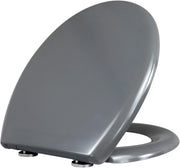 Grey Duroplast Toilet Seat Soft Close Quick Release Top Fix 45x37cm