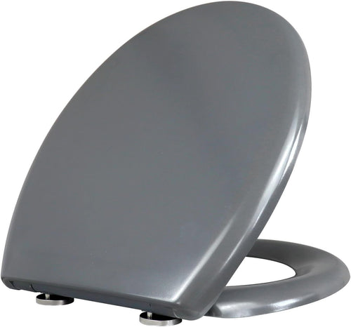 Grey Duroplast Toilet Seat Soft Close Quick Release Top Fix 45x37cm
