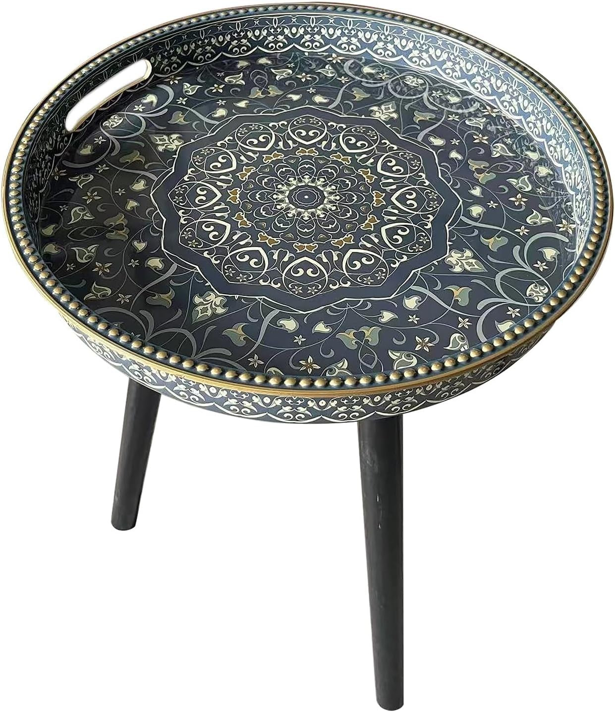 Round Side Table with Detachable Legs – 50x38x38cm Dot Blue Maze