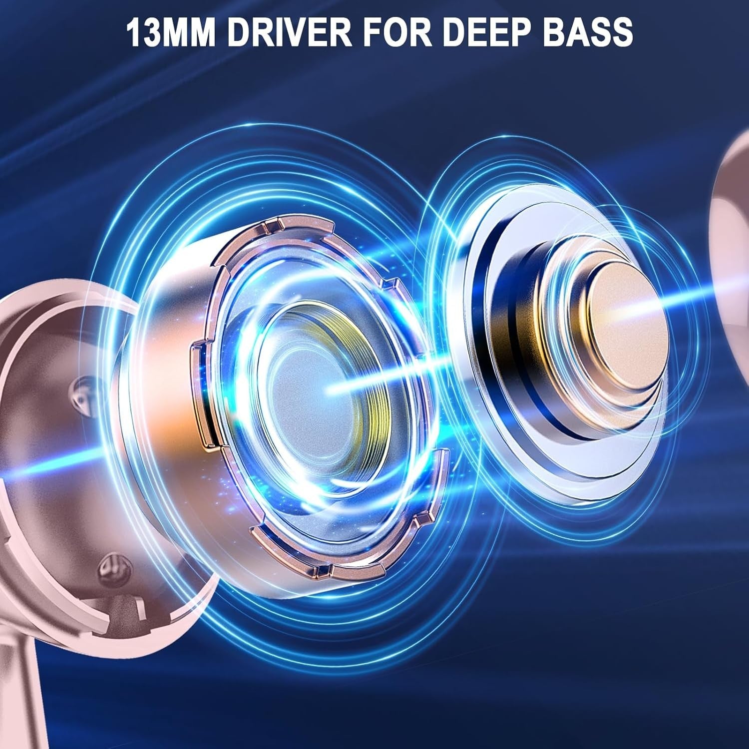 Bluetooth 5.4 Pink Gold Earbuds ENC Mic 40H Deep Bass LED Touch IP7