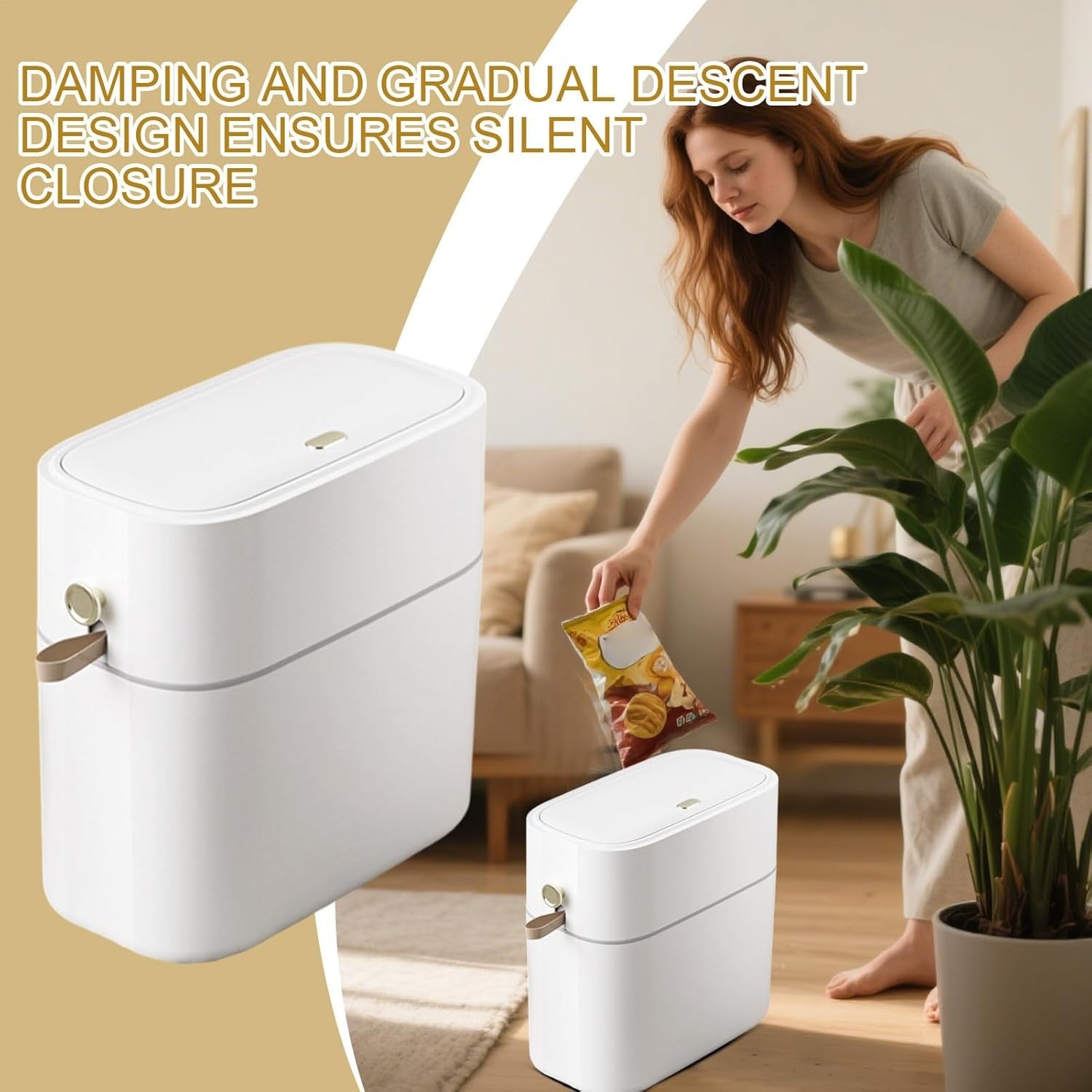 8L Touchless Smart Trash Can Narrow Bathroom Bin Auto Drawstring Lid