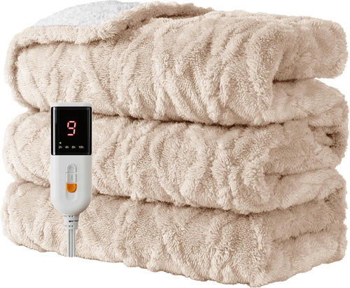 Electric Heated Throw Blanket Soft Large 9 Heat Levels Timer Washable 130x160cm
