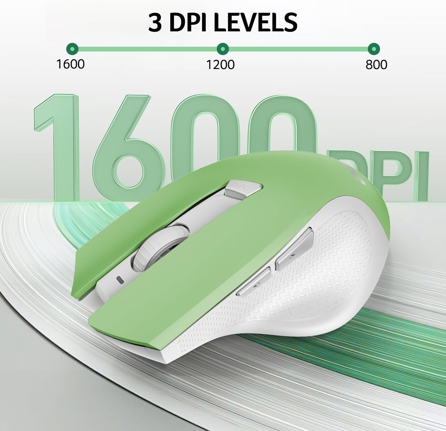 Ergonomic Wireless Mouse 2.4GHz Adjustable DPI 6-Button Comfort Grip PC
