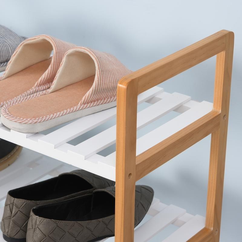 4-Tier Wooden Shoe Rack Stand – Freestanding Slatted Storage Shelf