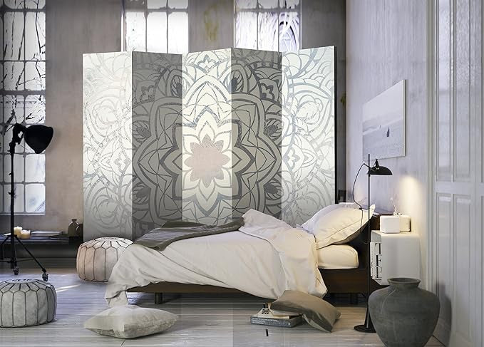 Soft Pastel Mandala 5-Panel Room Divider 225×172cm Privacy Screen